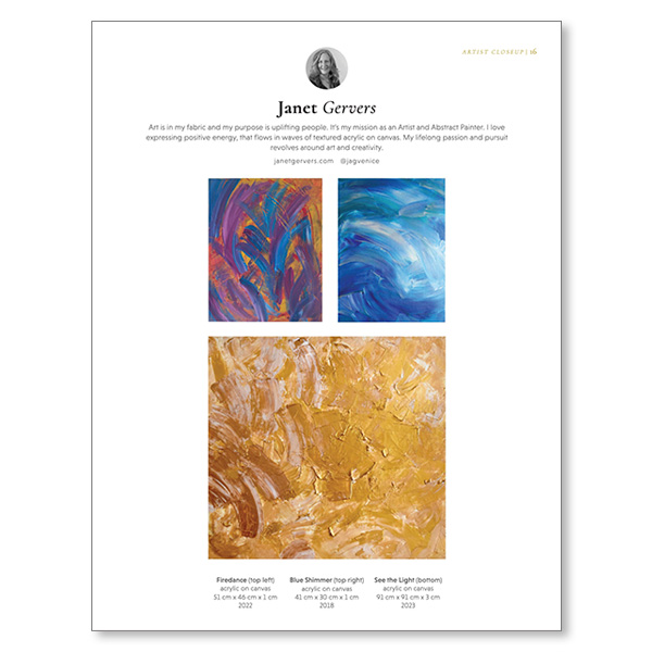 Artist Closeup Magazine-Janet Gervers featured n December 2023 Issue